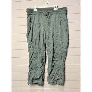 The North Face Womens Cargo Capri Pants Green Drawstring Elastic Waist‎ Large